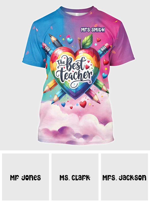 Das beste Lehrer-Shirt mit buntem Herz – personalisiertes Lehrer-Shirt