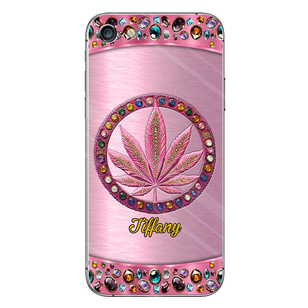 Stoner Chick – Personalisierte, durchsichtige Handyhülle mit Weed-Motiv