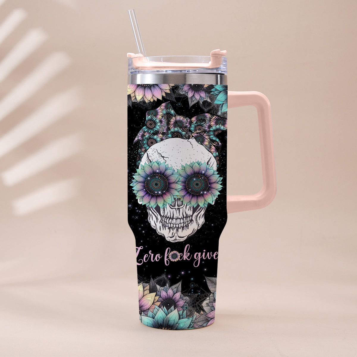 You Are My Sunshine - Personalized Skull Tumbler With Handle