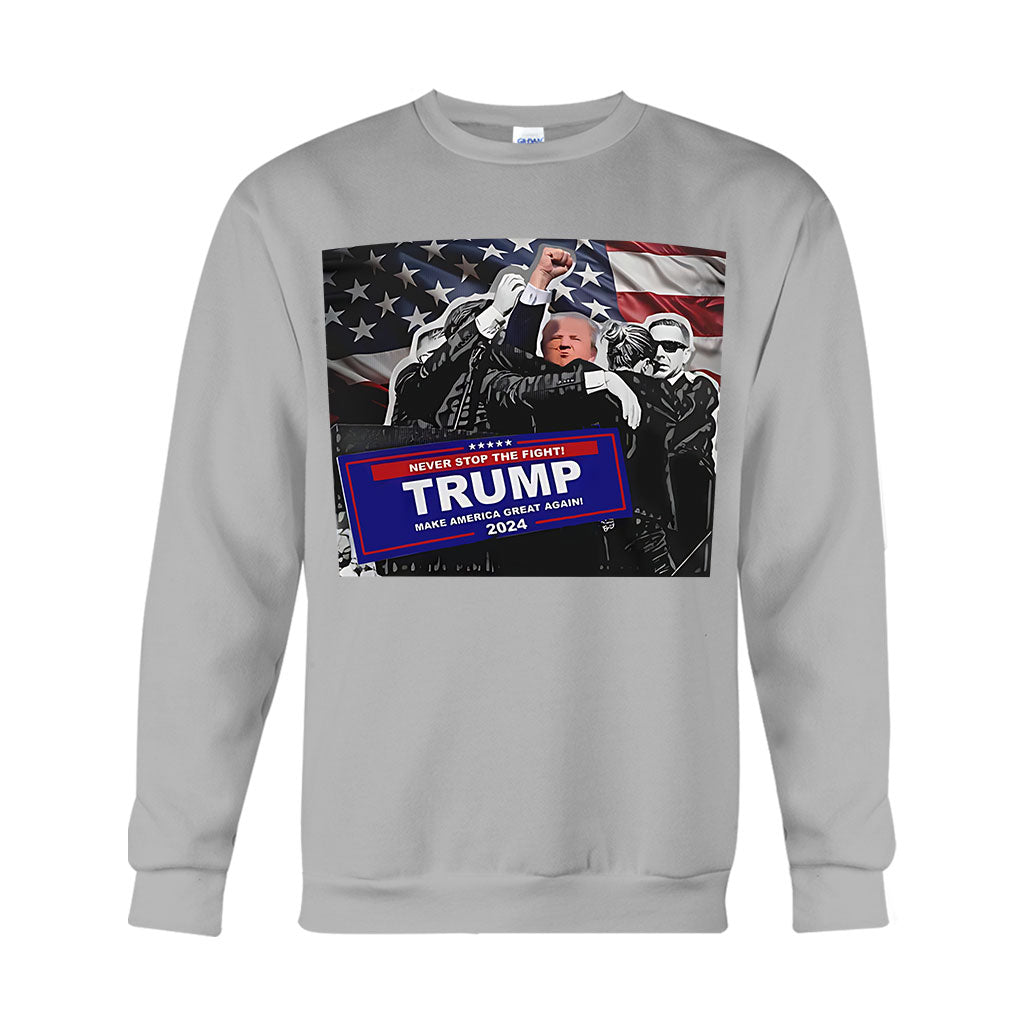 T-shirt « Unis nous sommes forts », T-shirt « Jamais de reddition », T-shirt « Luttons pour l’Amérique », T-shirt « Rassemblement 2024 », T-shirt « Luttons, combattons, combattons »