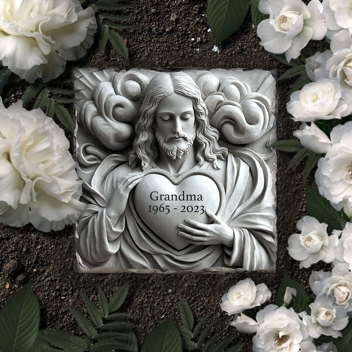 God Is With You - Personalized Memorial Square Shaped Stone