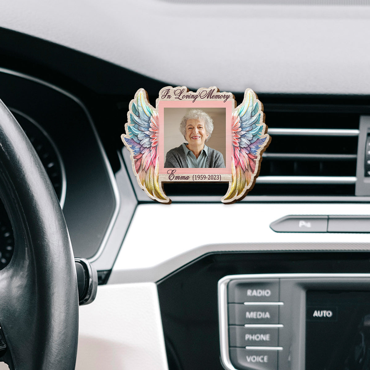 In Loving Memory Of - Personalized Memorial Shaped Car Visor Clip