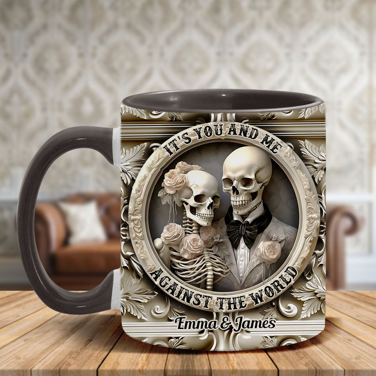 It's You And Me Against The World - Personalized Couple Accent Mug