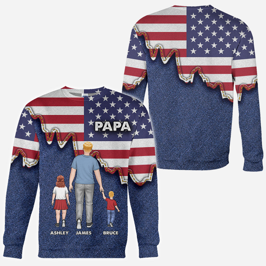 Papa American Flag - Personalized Grandpa All Over Shirt