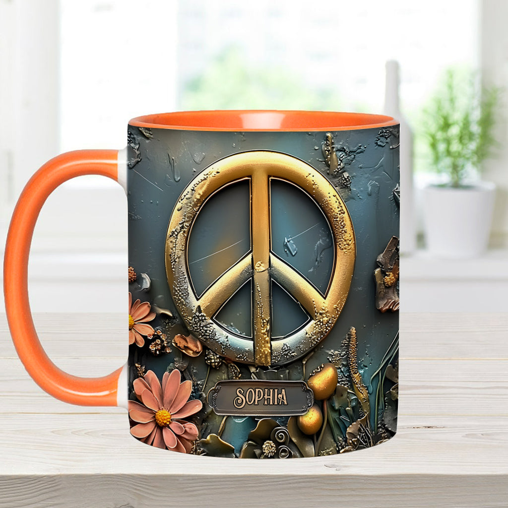 Paix, amour et bonheur - Mug personnalisé style hippie