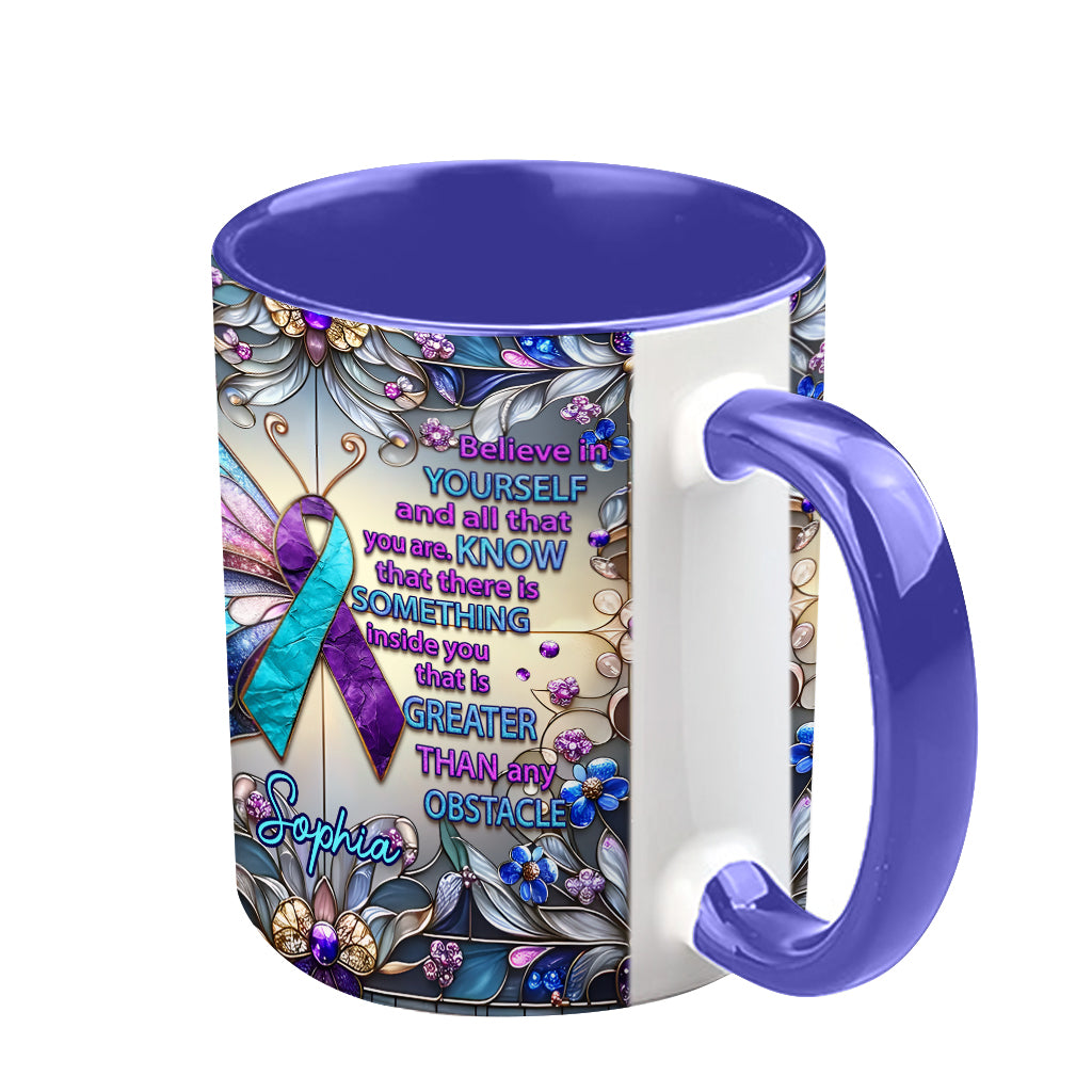 Believe In Yourself And All That You Are - Personalized Suicide Prevention Accent Mug