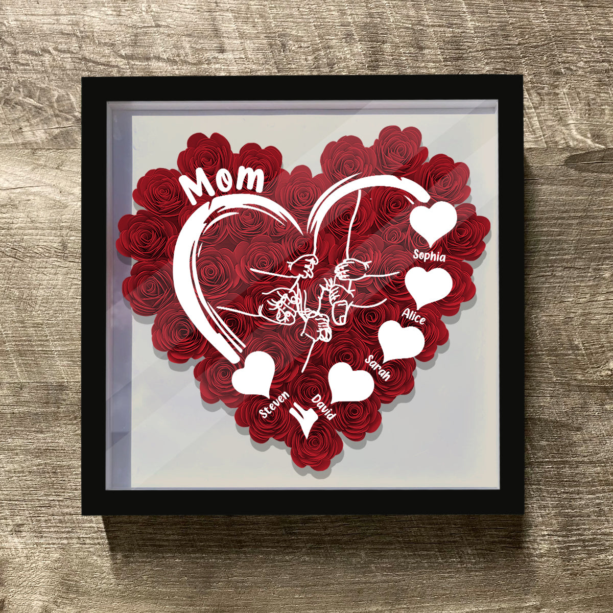 We Love You Nana - Personalized Grandma Flower Shadow Box