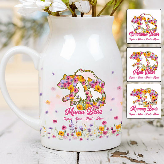 Mama Bear - Personalized Mother Ceramic Flower Vase