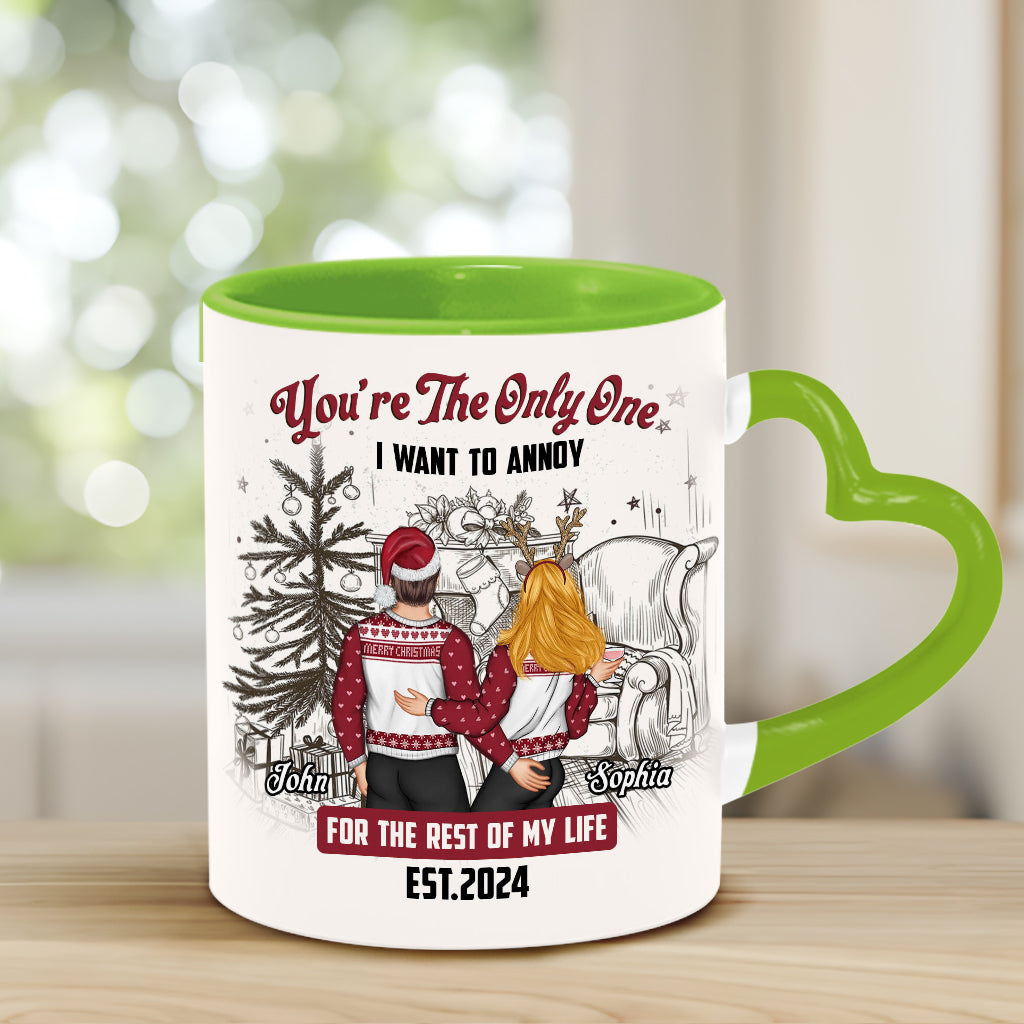 You Are The Only One I Want To Annoy - Personalized Couple Heart Handle Mug