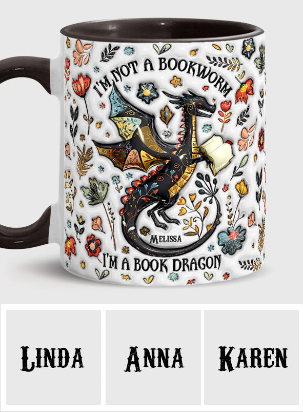 Ich bin kein Bücherwurm, ich bin ein Bücherdrache – Personalisierter Becher mit Buchmotiv