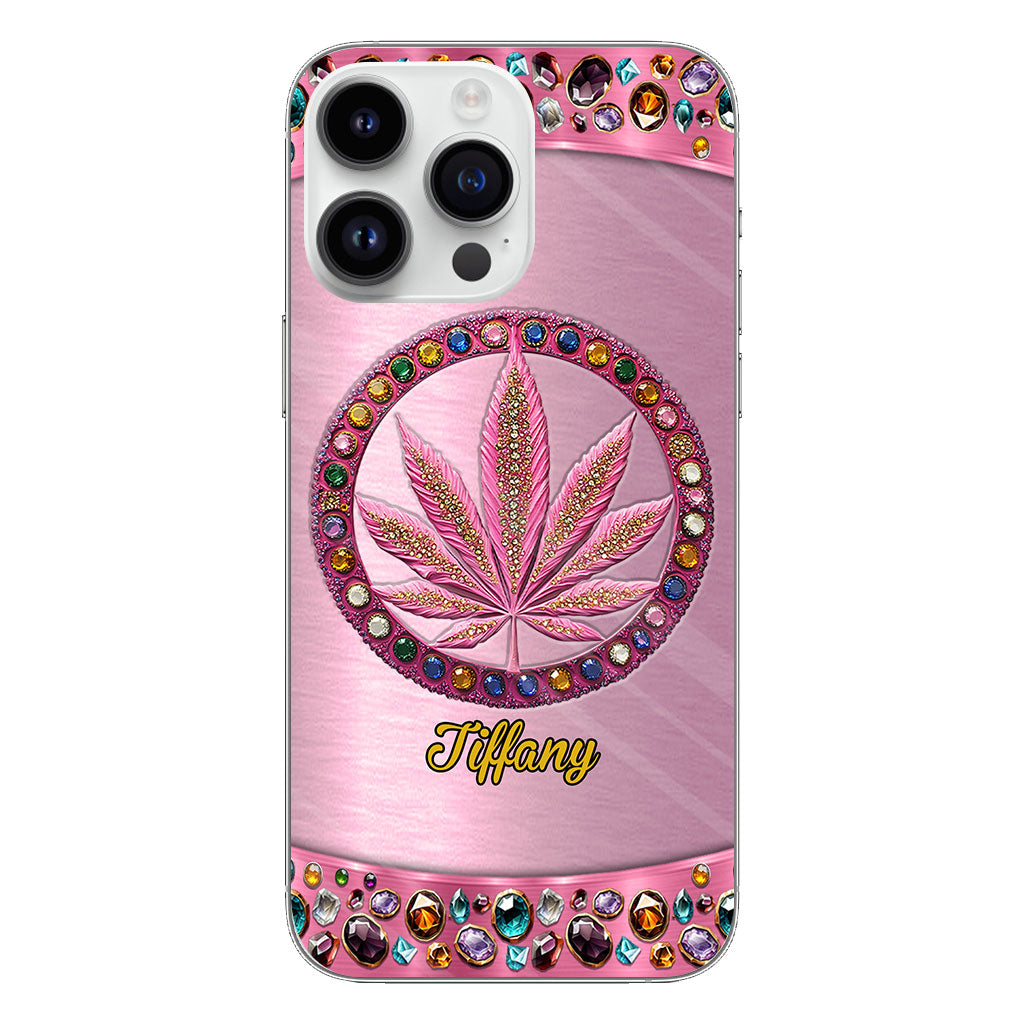 Stoner Chick – Personalisierte, durchsichtige Handyhülle mit Weed-Motiv
