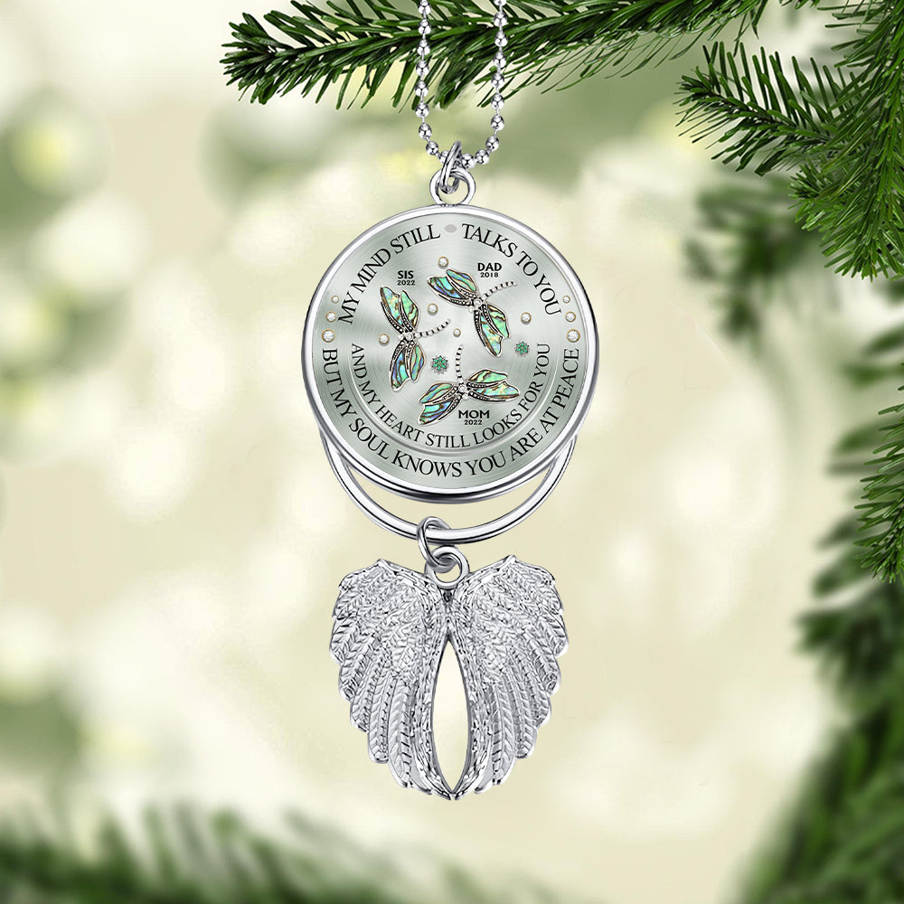 My Mind Still Talks To You - Personalized Memorial Wings Ornament
