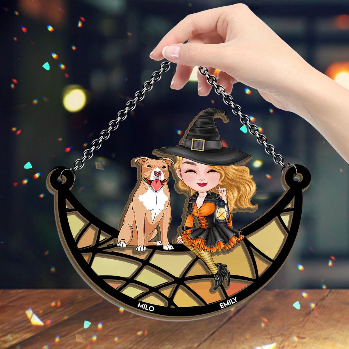 Witches - Personalized Witch 2 Layered Window Hanging Suncatcher