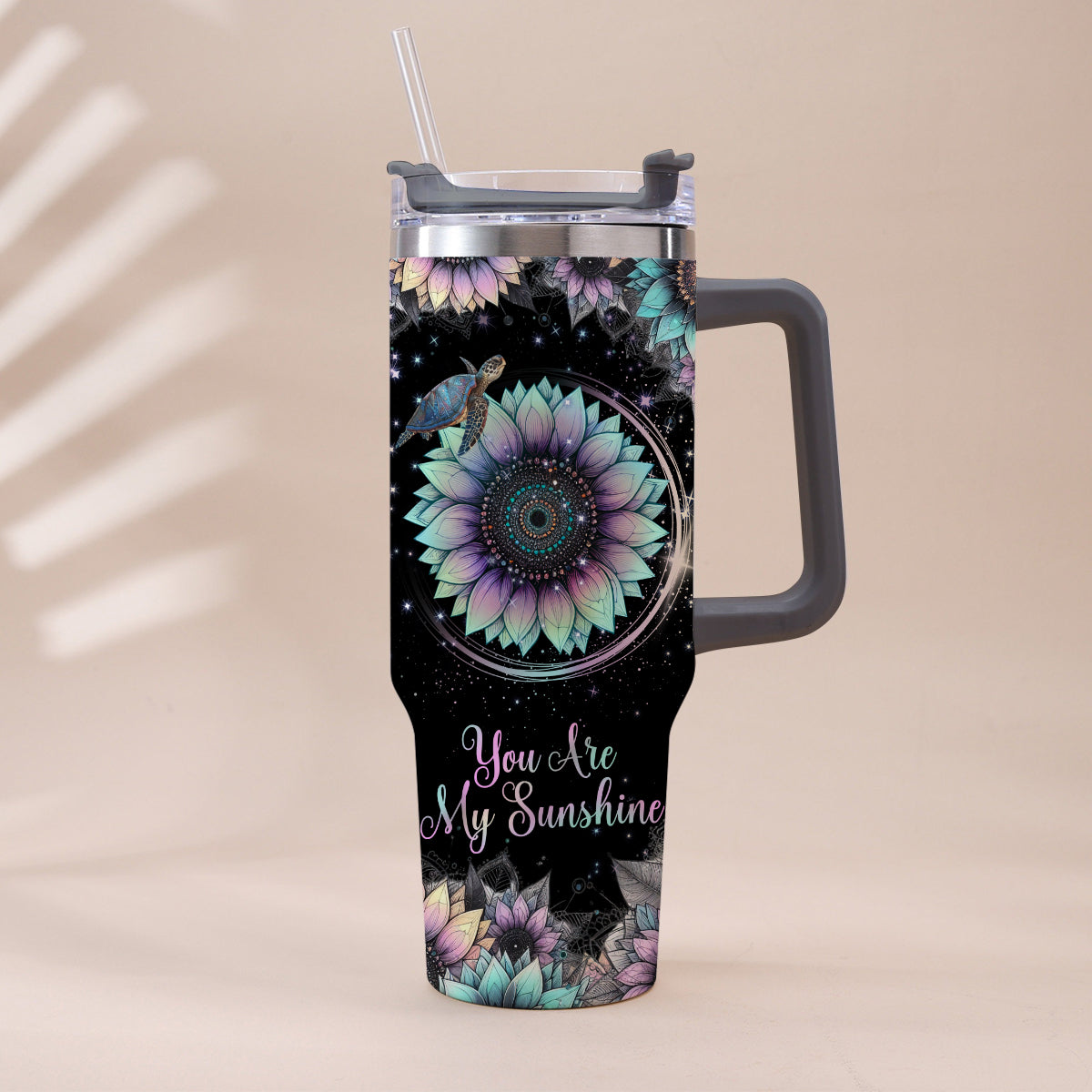 You Are My Sunshine - Personalized Turtle Tumbler With Handle