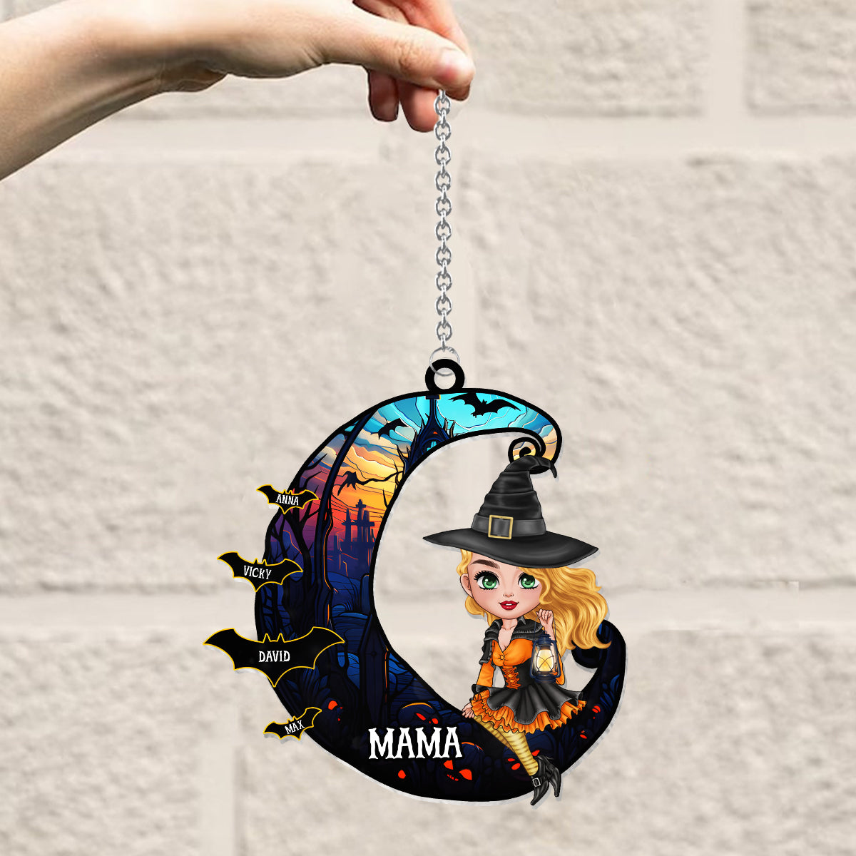 Spooky Mom - Personalized Mother Window Hanging Suncatcher Ornament