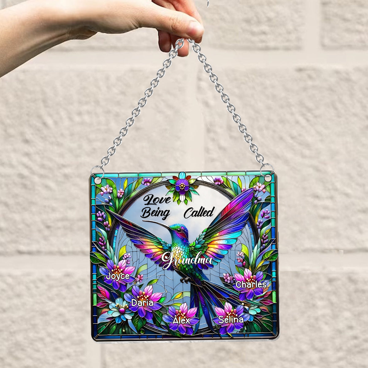 Ich liebe es, Oma Kolibri genannt zu werden – Personalisierter Oma-Fensterhänger-Sonnenfänger