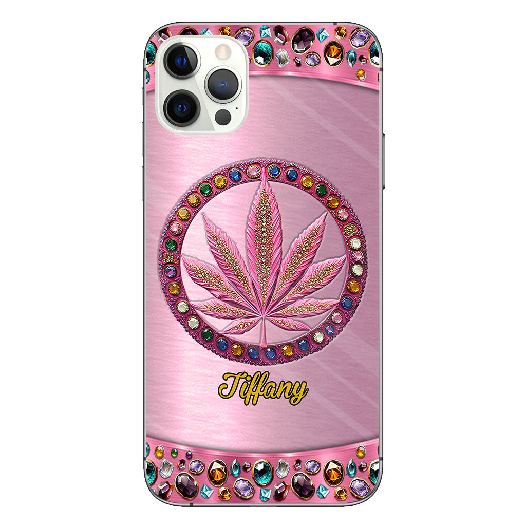 Stoner Chick – Personalisierte, durchsichtige Handyhülle mit Weed-Motiv