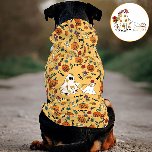 Sweat à capuche personnalisé pour chien fantôme mignon, citrouille et chauve-souris
