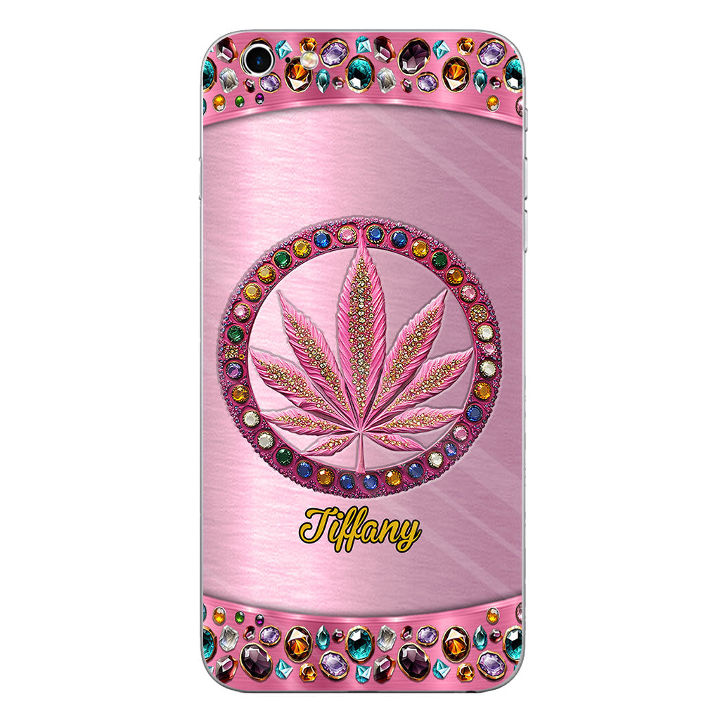 Stoner Chick – Personalisierte, durchsichtige Handyhülle mit Weed-Motiv