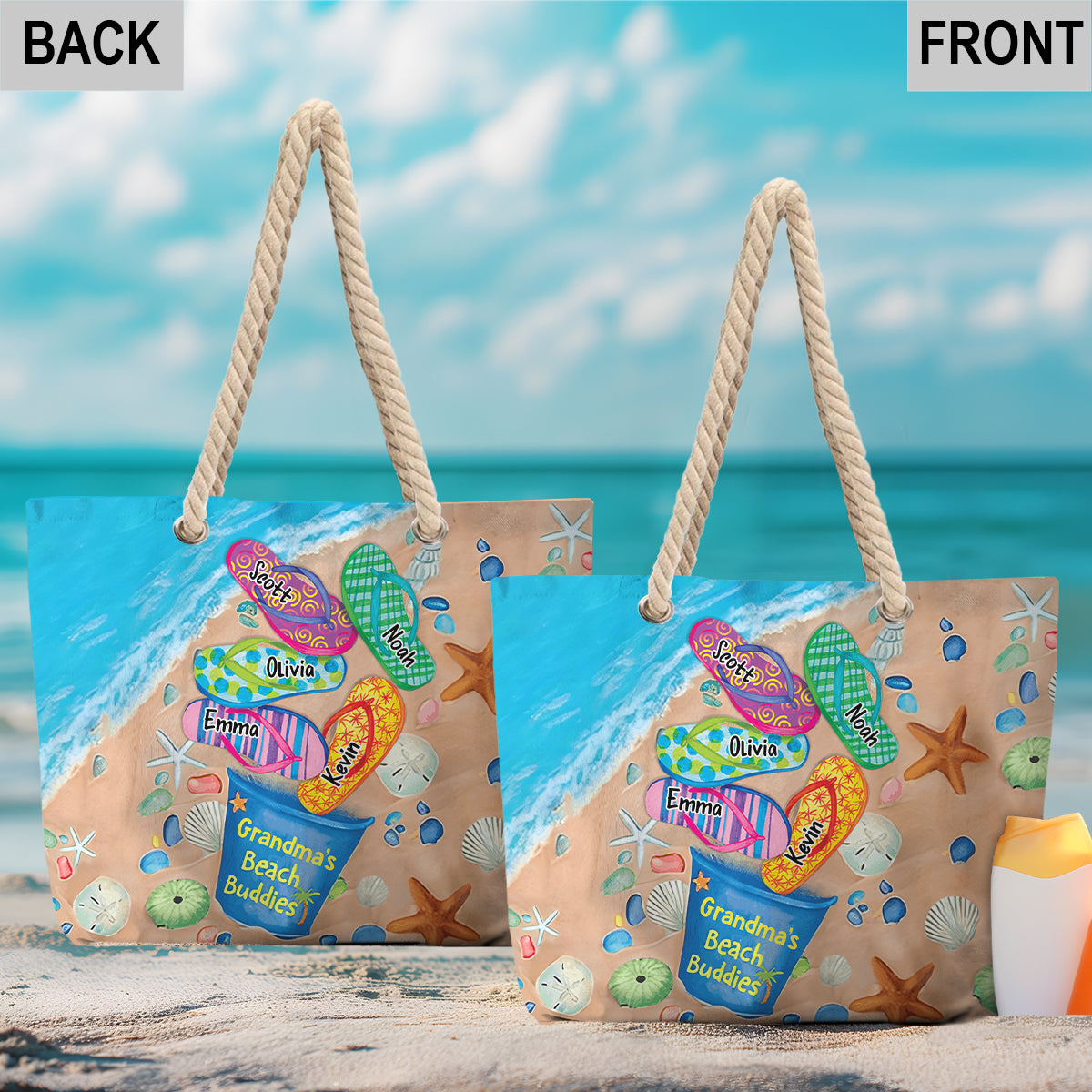 Grandma's Beach Buddies - Personalized Grandma Beach Bag