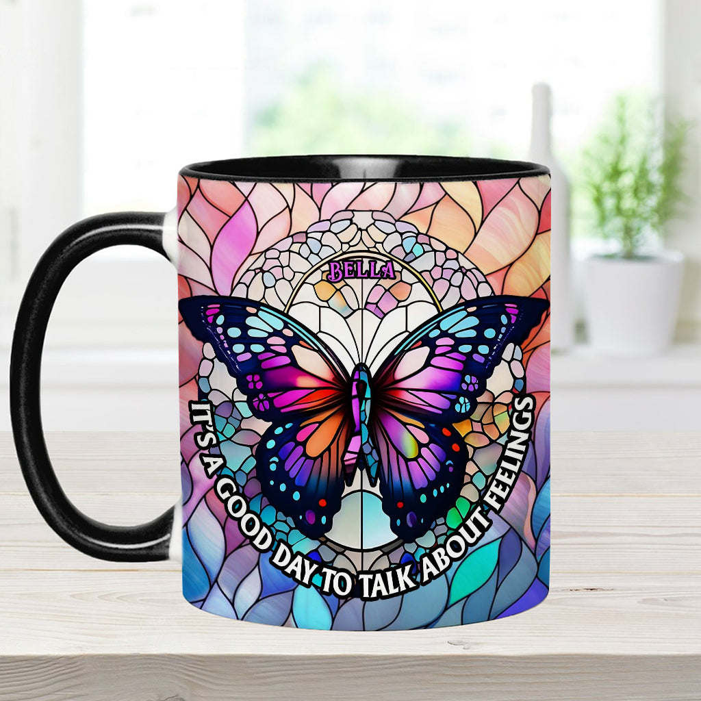 Heute ist ein guter Tag, um über Gefühle zu sprechen – personalisierte Tasse
