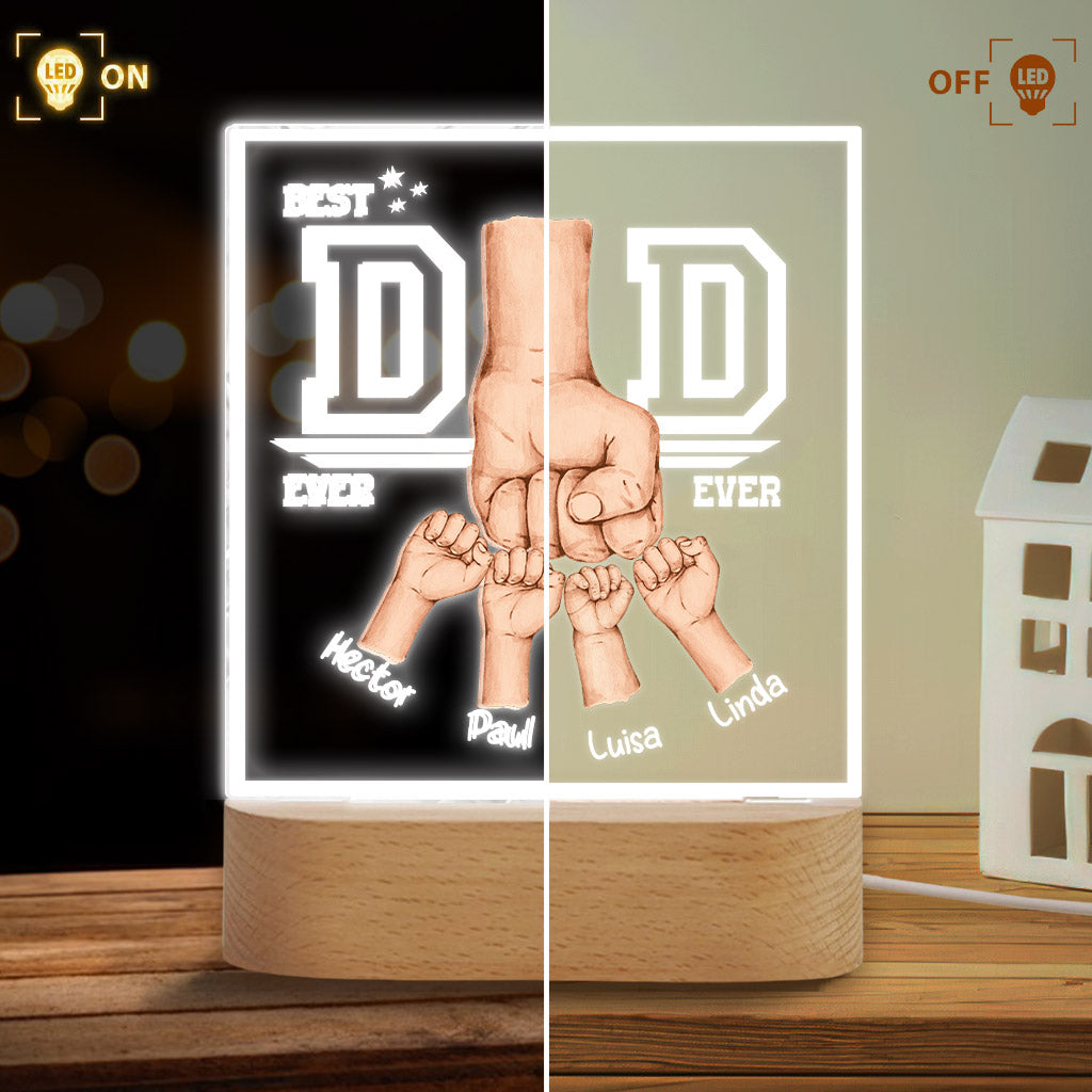 Best Dad Ever Fist Bump - Personalized Father Shaped Plaque Light Base