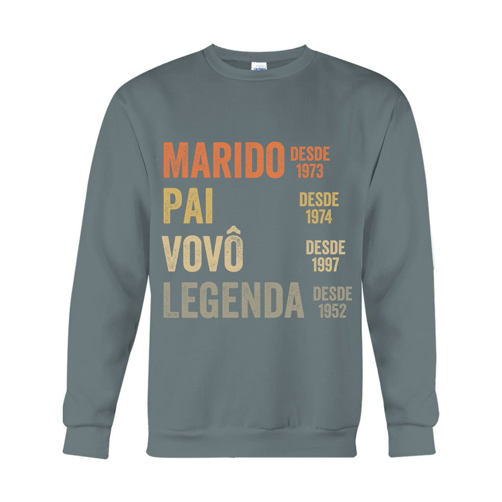 Marido Pai Vovô Legenda Desde – Personalisiertes Opa-T-Shirt und Kapuzenpullover