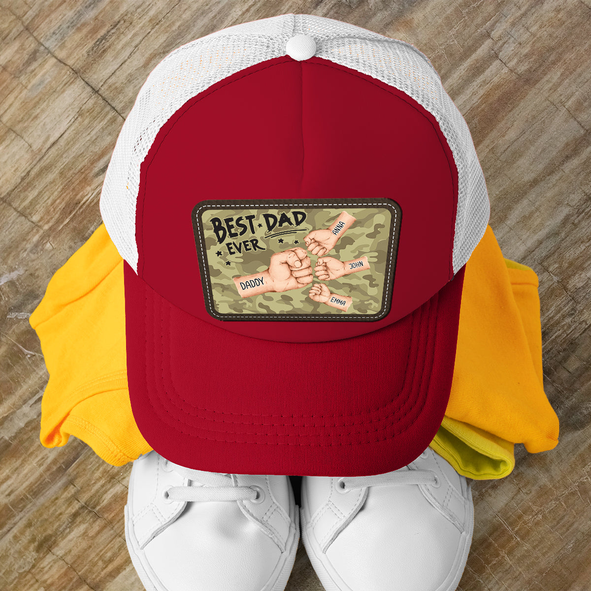 Best Dad Ever - Personalized Father Leather Patch Hat