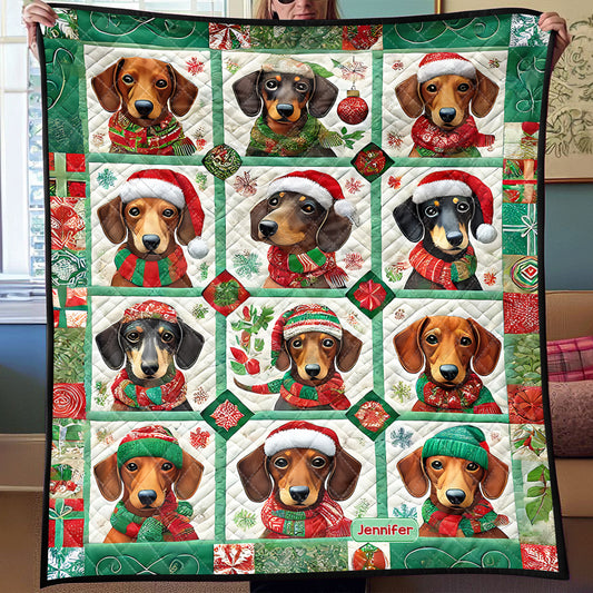 Wunderschöne Dackel-Weihnachtsdecke – personalisierte Dackeldecke