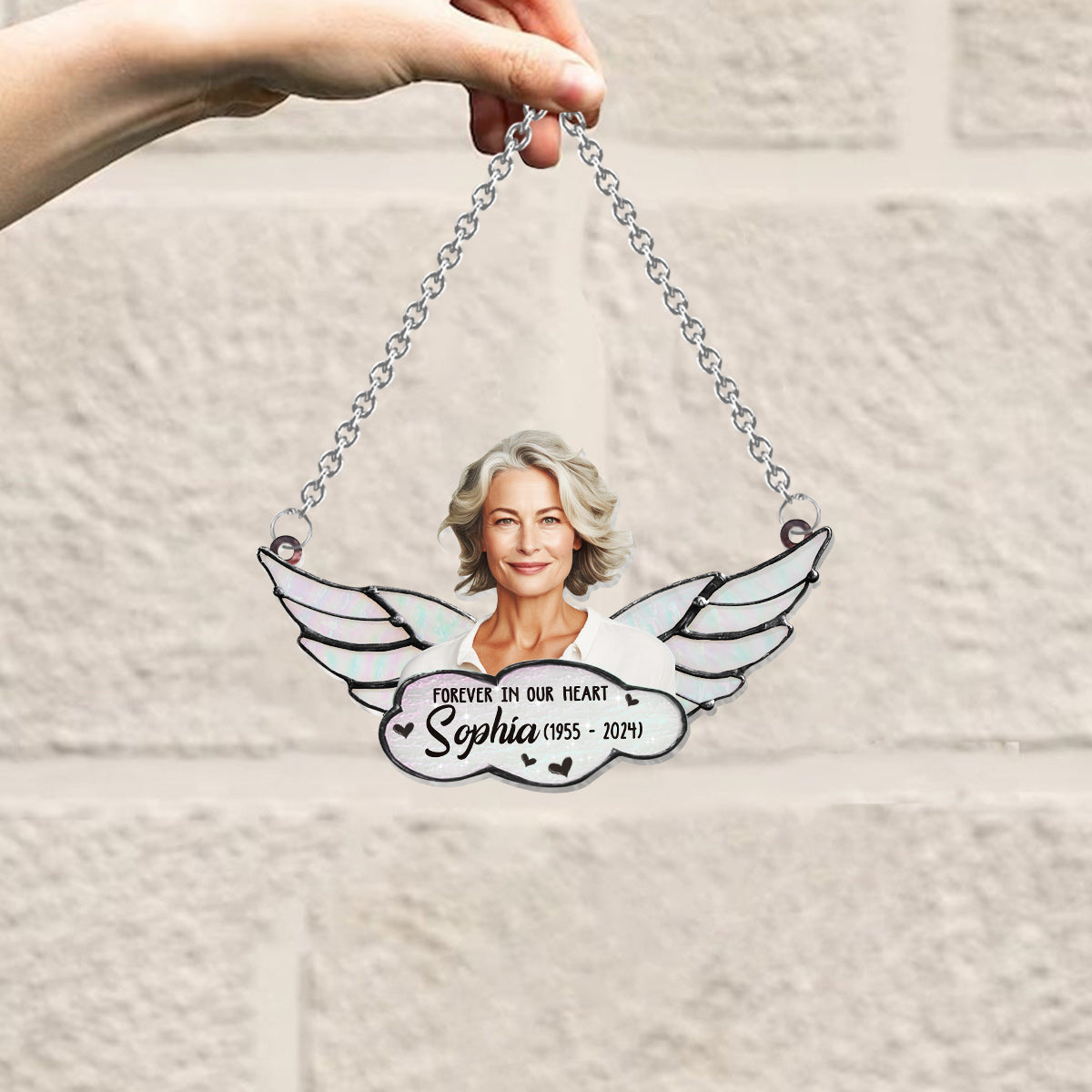Forever In Our Heart - Personalized Memorial Window Hanging Suncatcher Ornament