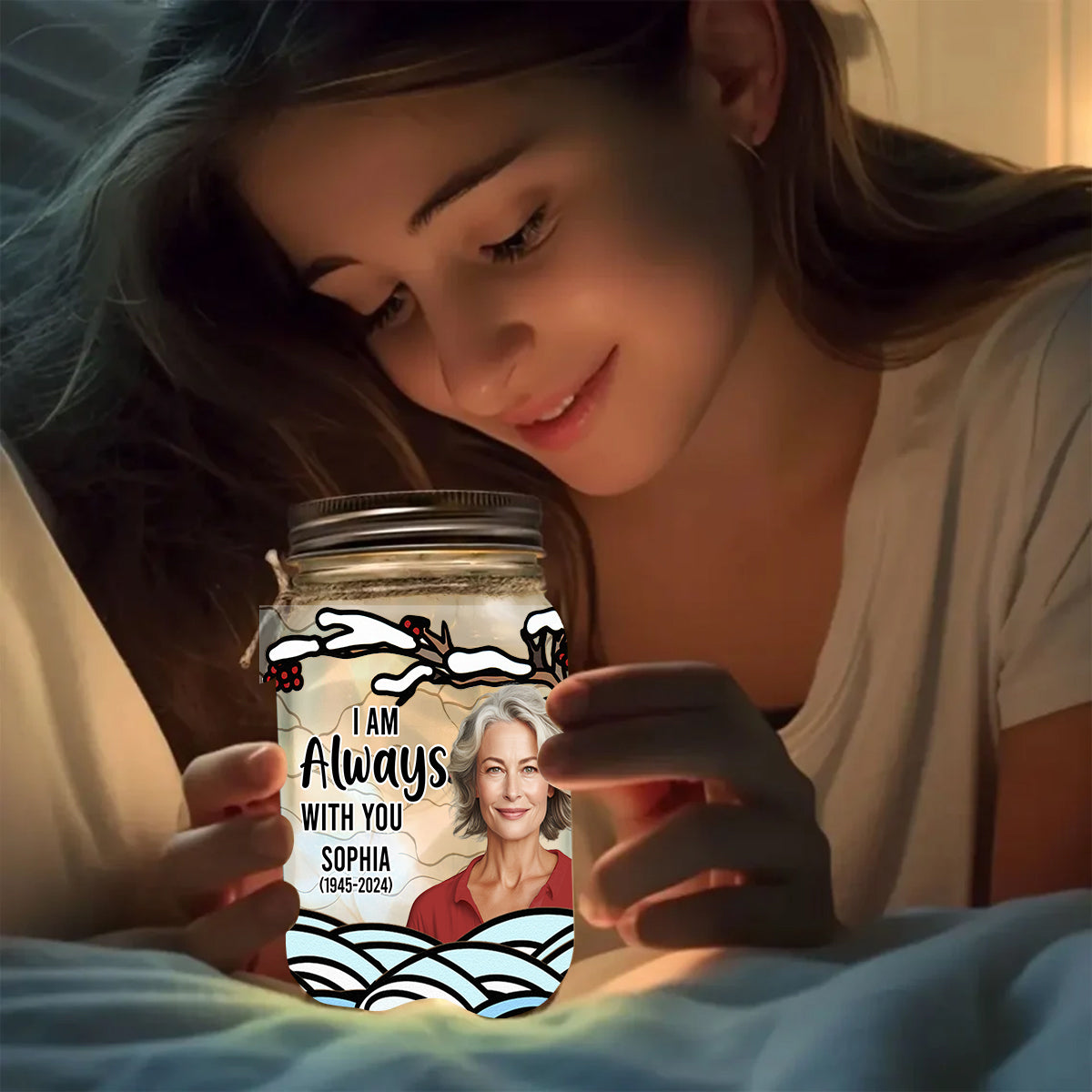 I'm Always With You - Personalized Memorial Mason Jar Light