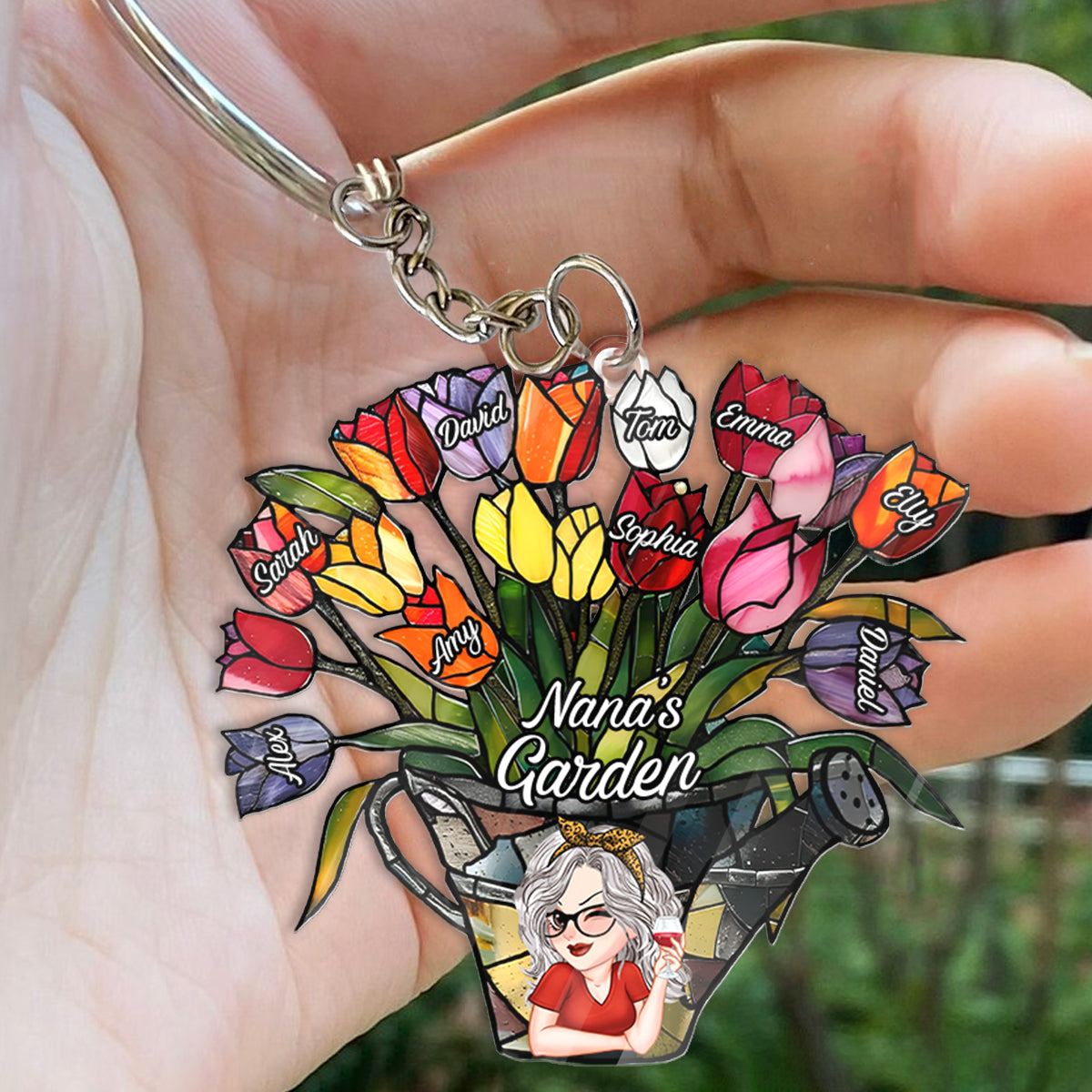 Grandma's Garden - Personalized Grandma Keychain