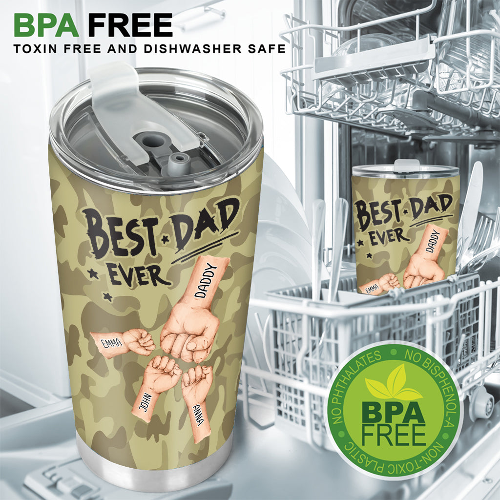 Best Dad Ever Camo Pattern Fist Bump - Personalized Father Tumbler