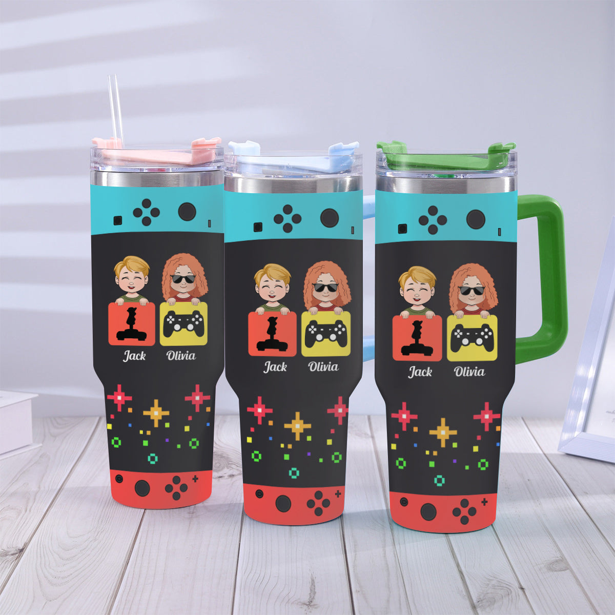 Daddy By Day Gamer By Night - Personalized Father Tumbler With Handle