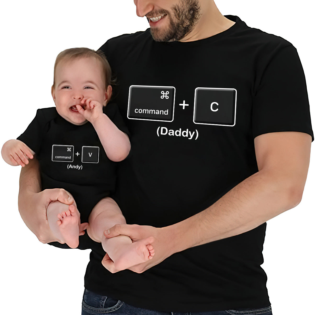 Copy Paste Like Father Like Son Daughter Funny - Personalized Father T-shirt And Baby Onesie