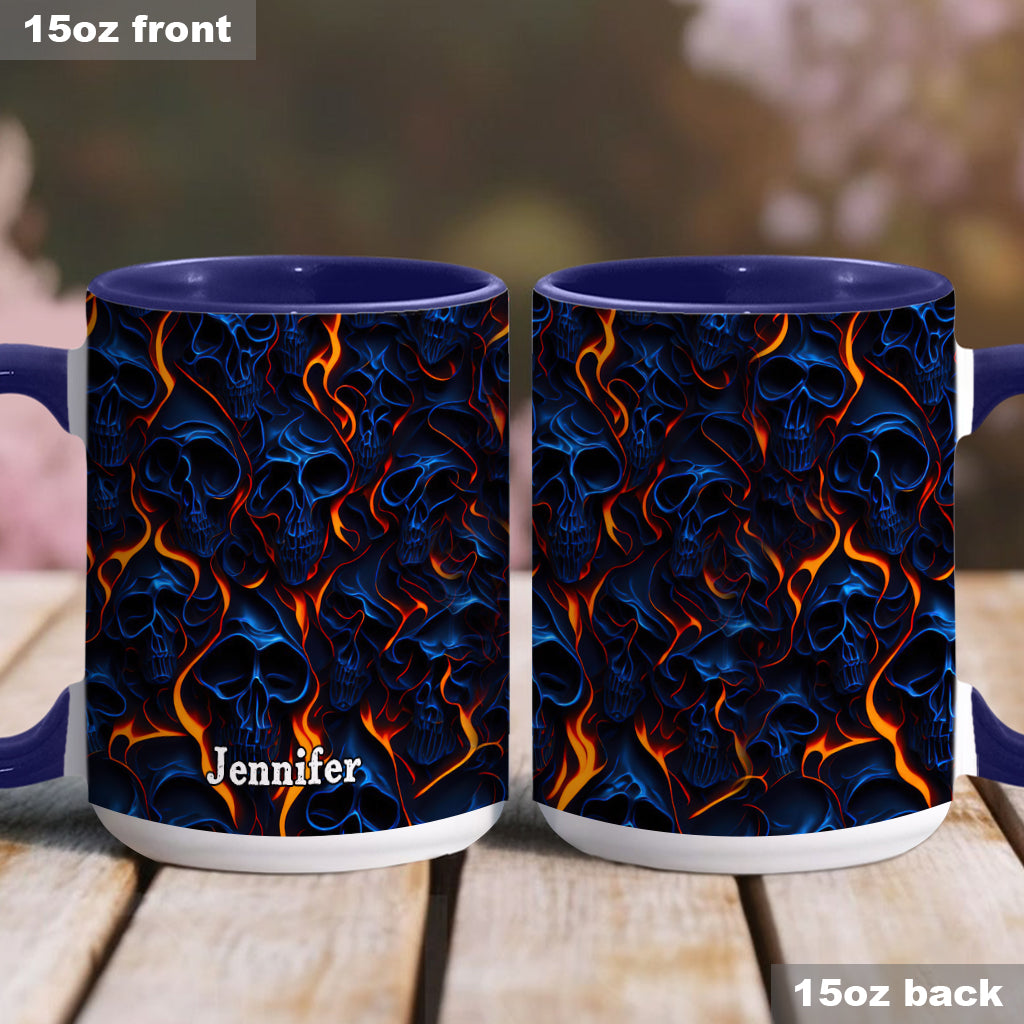 Flame Fire Skull - Personalized Skull Accent Mug