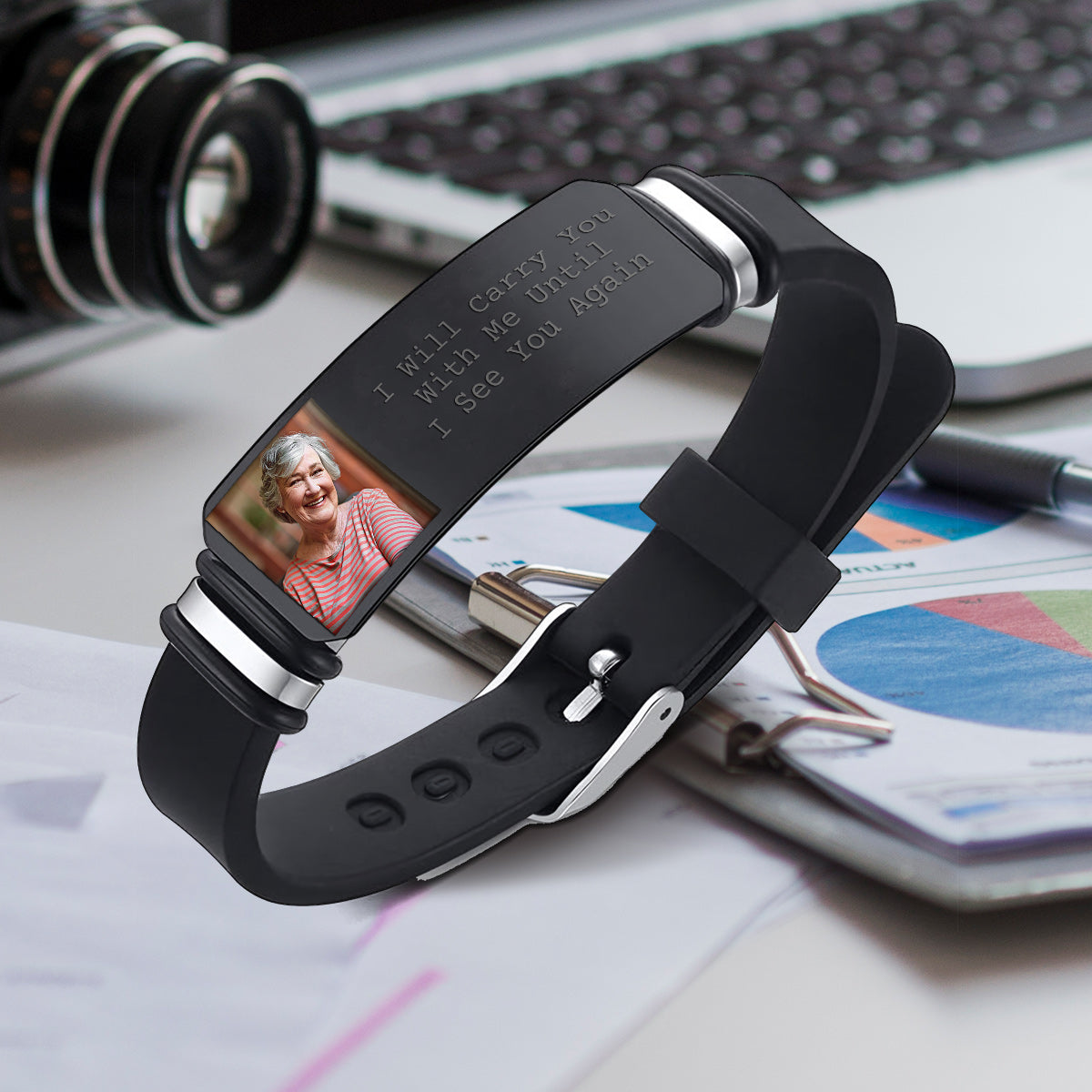 Custom Photo I'll Carry You - Personalized Memorial Engraved Bracelet