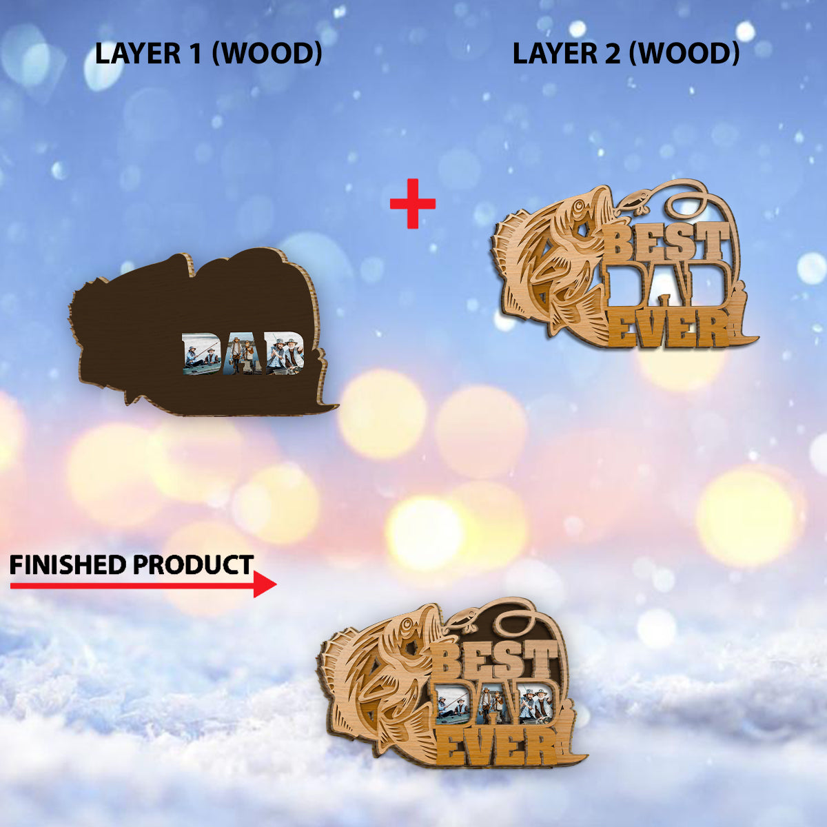 Best Dad Ever - Personalized Father 2 Layered Wood Sign / Wood Plaque