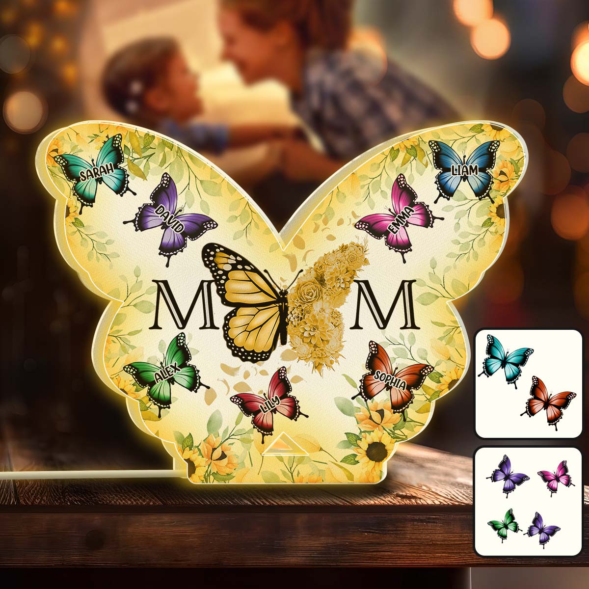 Butterfly Mom - Personalized Mother Shaped Light Box