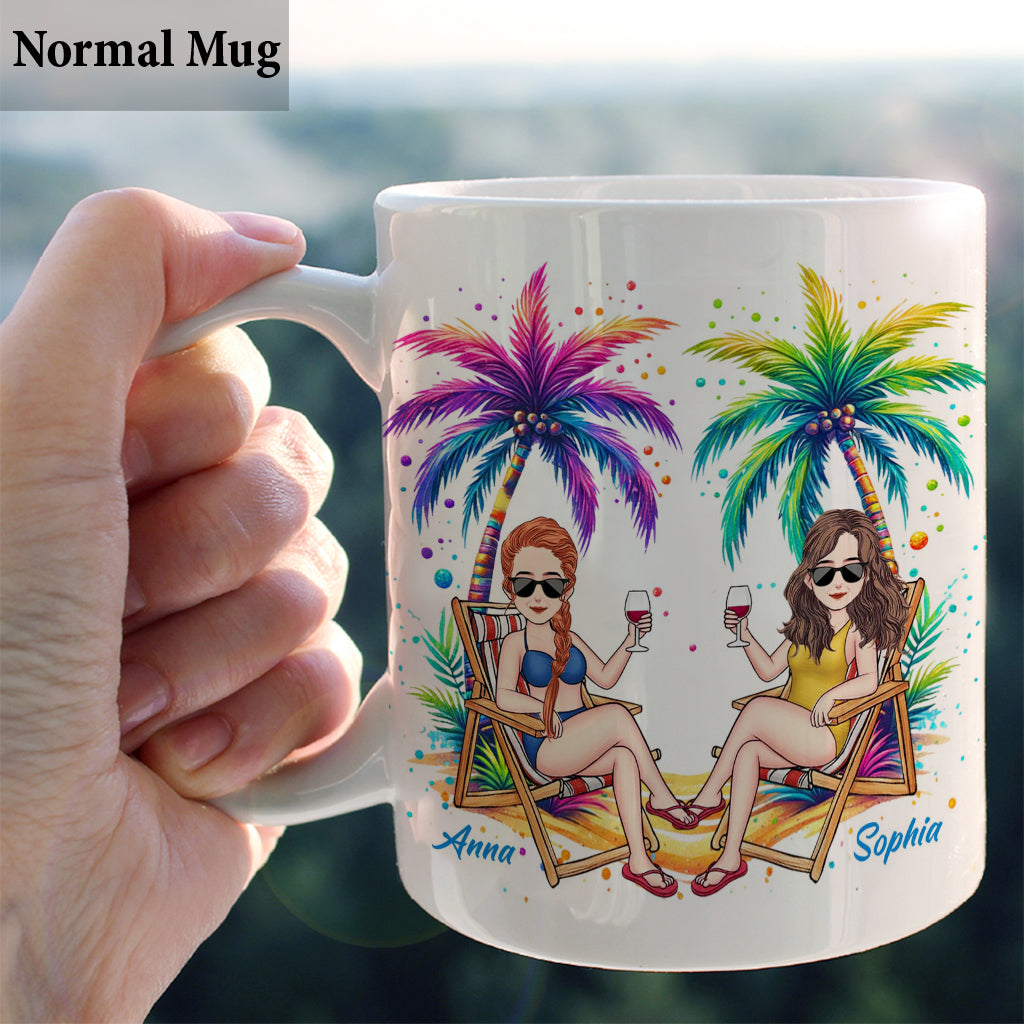 Beste Freundinnen für immer – Sommerfeeling – Personalisierte Tasse für Meeresliebhaber