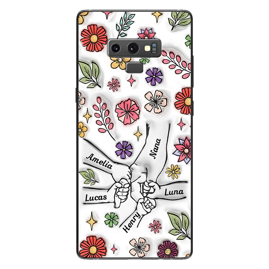 Spring Flower Holding Hands Nana Mom - Personalized Grandma Phone Case