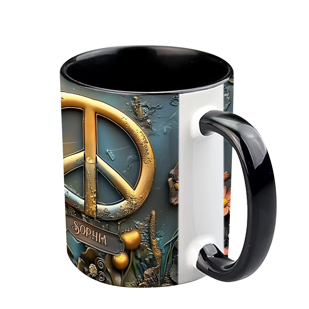 Paix, amour et bonheur - Mug personnalisé style hippie