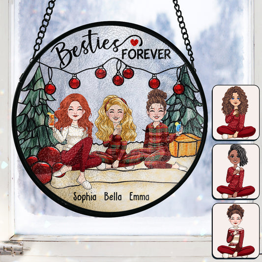 Sisters Forever - Personalized Bestie Stained Glass Suncatcher