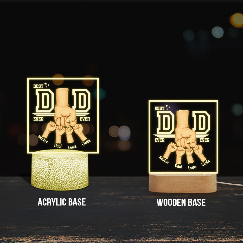 Best Dad Ever Fist Bump - Personalized Father Shaped Plaque Light Base