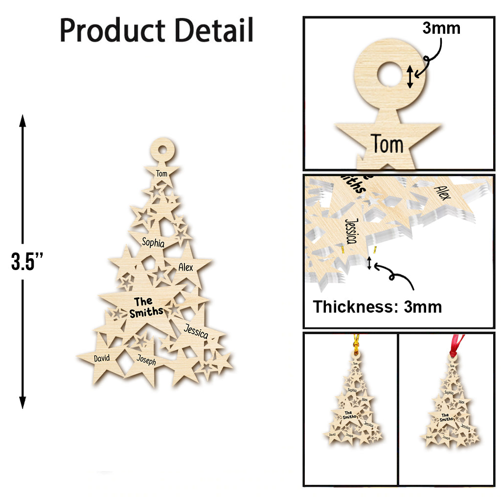 Weihnachtsbaum mit Sternen, personalisierten Familiennamen – Individuell gestalteter Familienschmuck