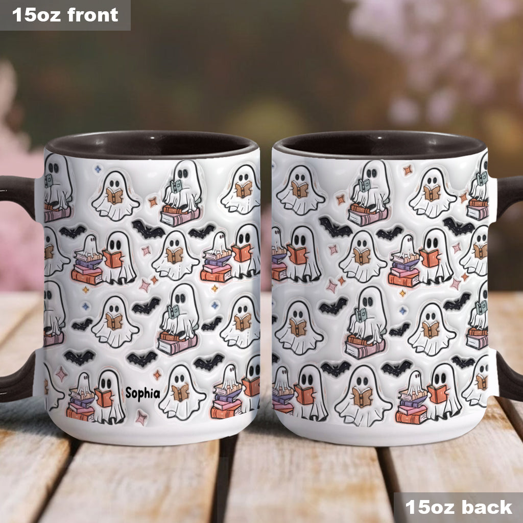 Cute Ghost Reading Booooks - Personalized Book Accent Mug