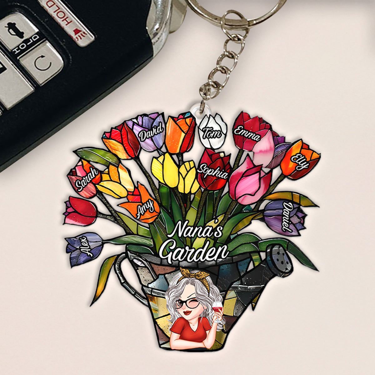 Grandma's Garden - Personalized Grandma Keychain