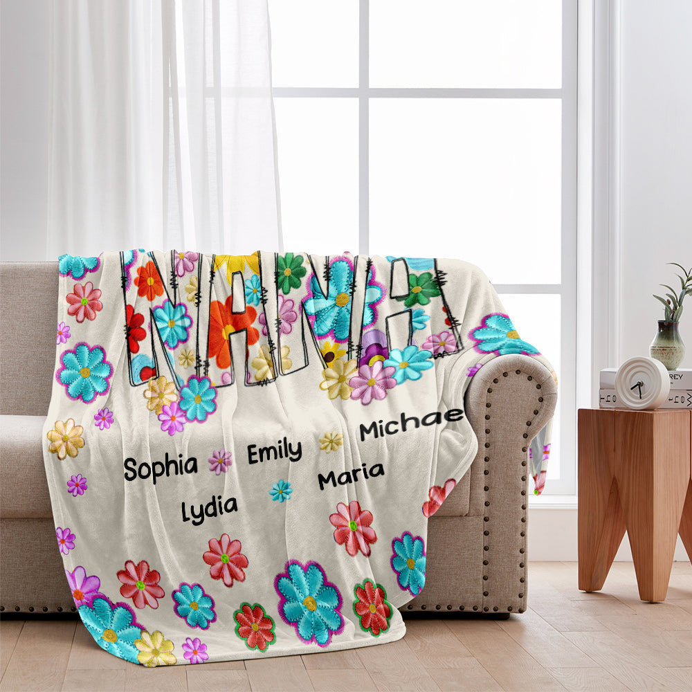 Blessed To Be Called Nana Floral Style - Personalized Grandma Blanket