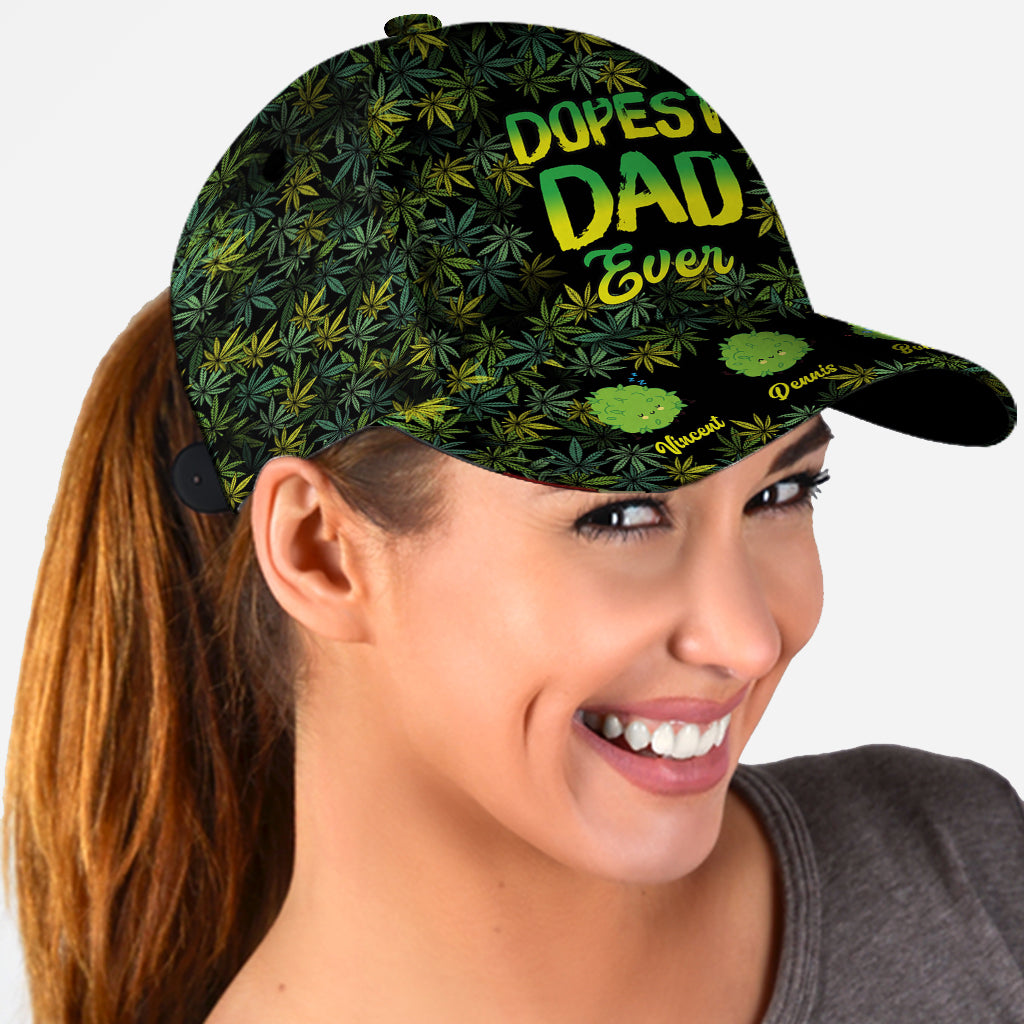 Dopest Dad Ever - Personalized Weed Classic Cap