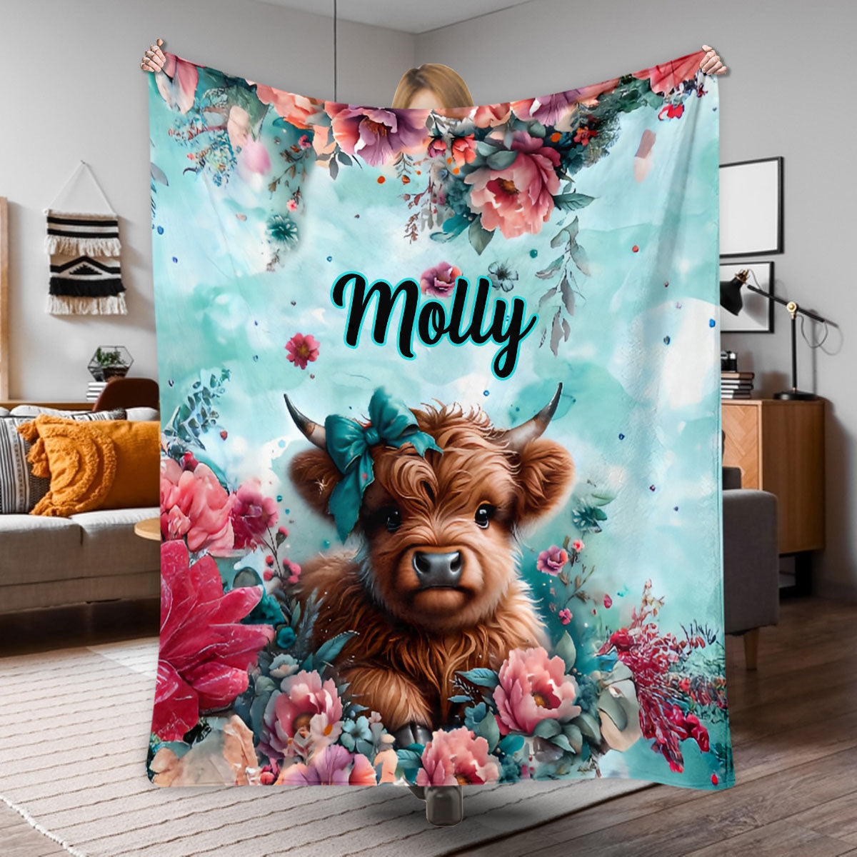 Niedliche Babykuh - Personalisierte Decke